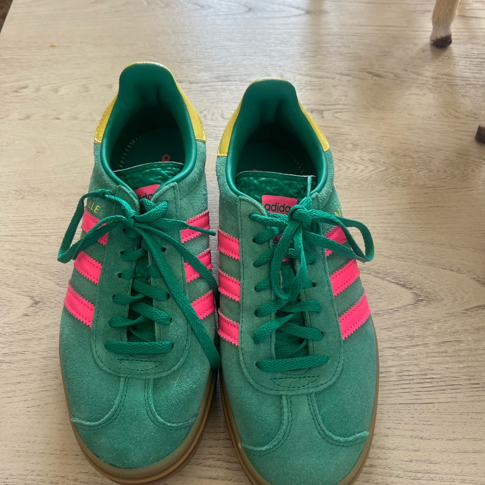 Adidas Gazelle Pink and Green Sneakers